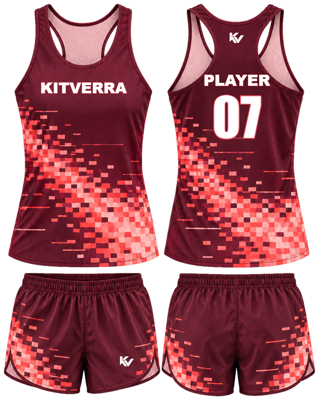 Photo Finish Race singlet & split shorts, front and back