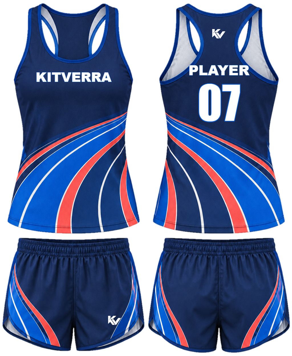 Velocity Lane Race singlet & split shorts, front and back