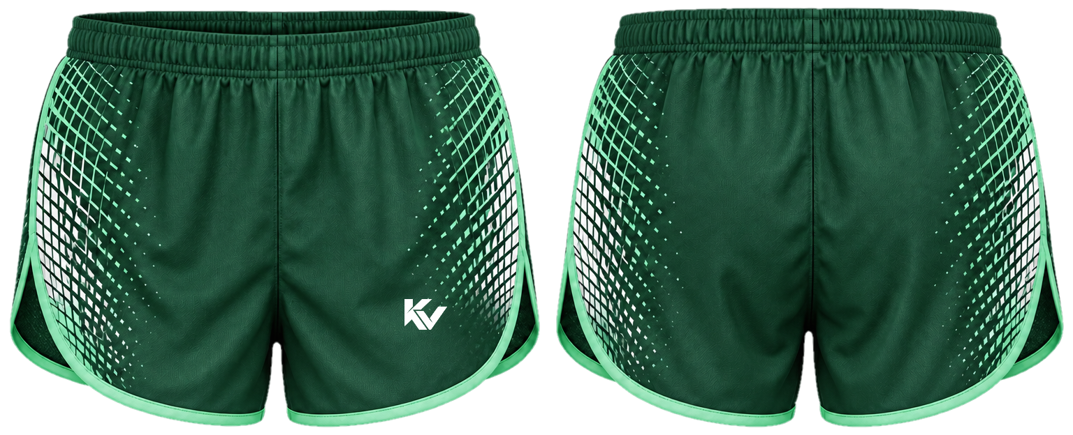 Run Grid Split running shorts, front and back