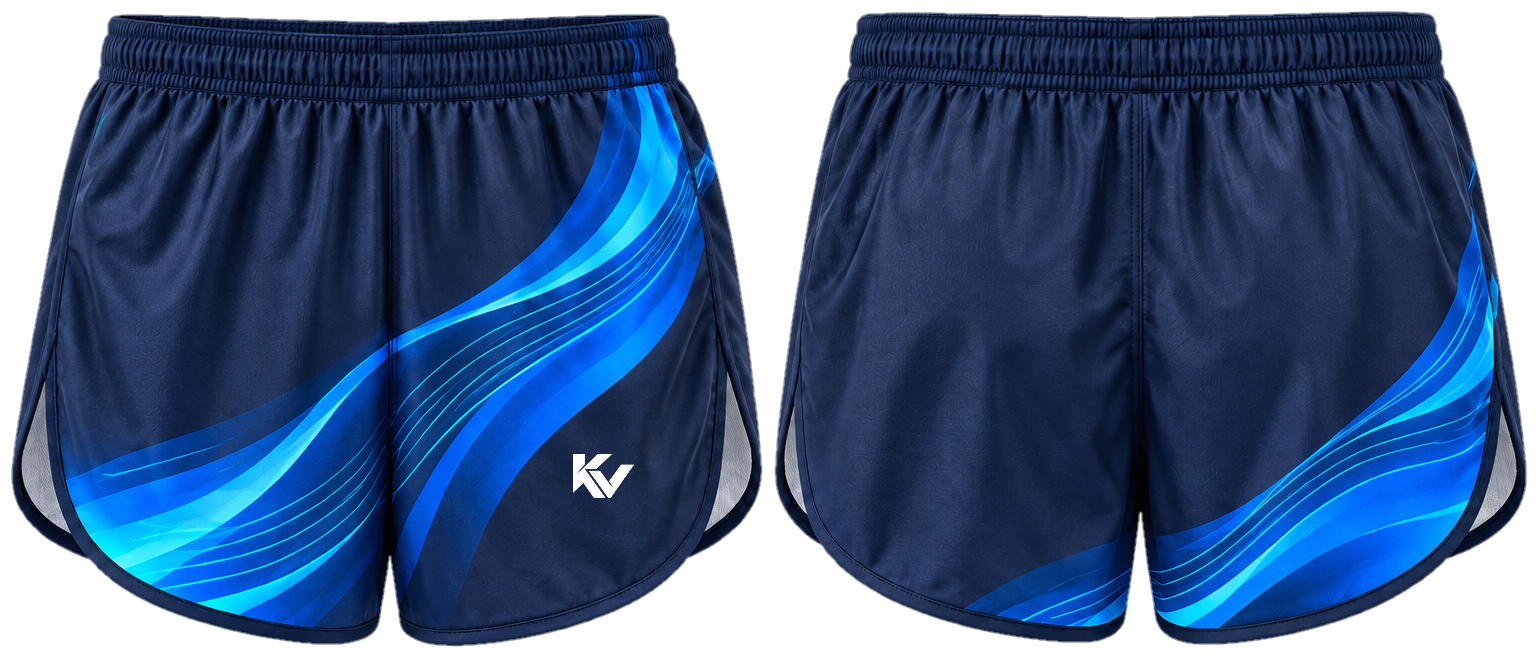 Wave Split Split running shorts, front and back