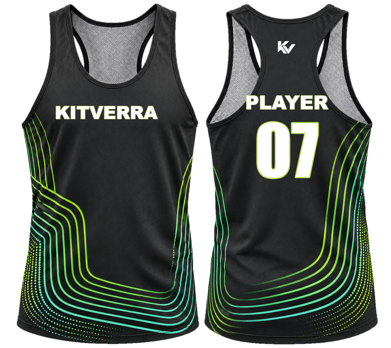 Circuit Sprint Race singlets, front and back