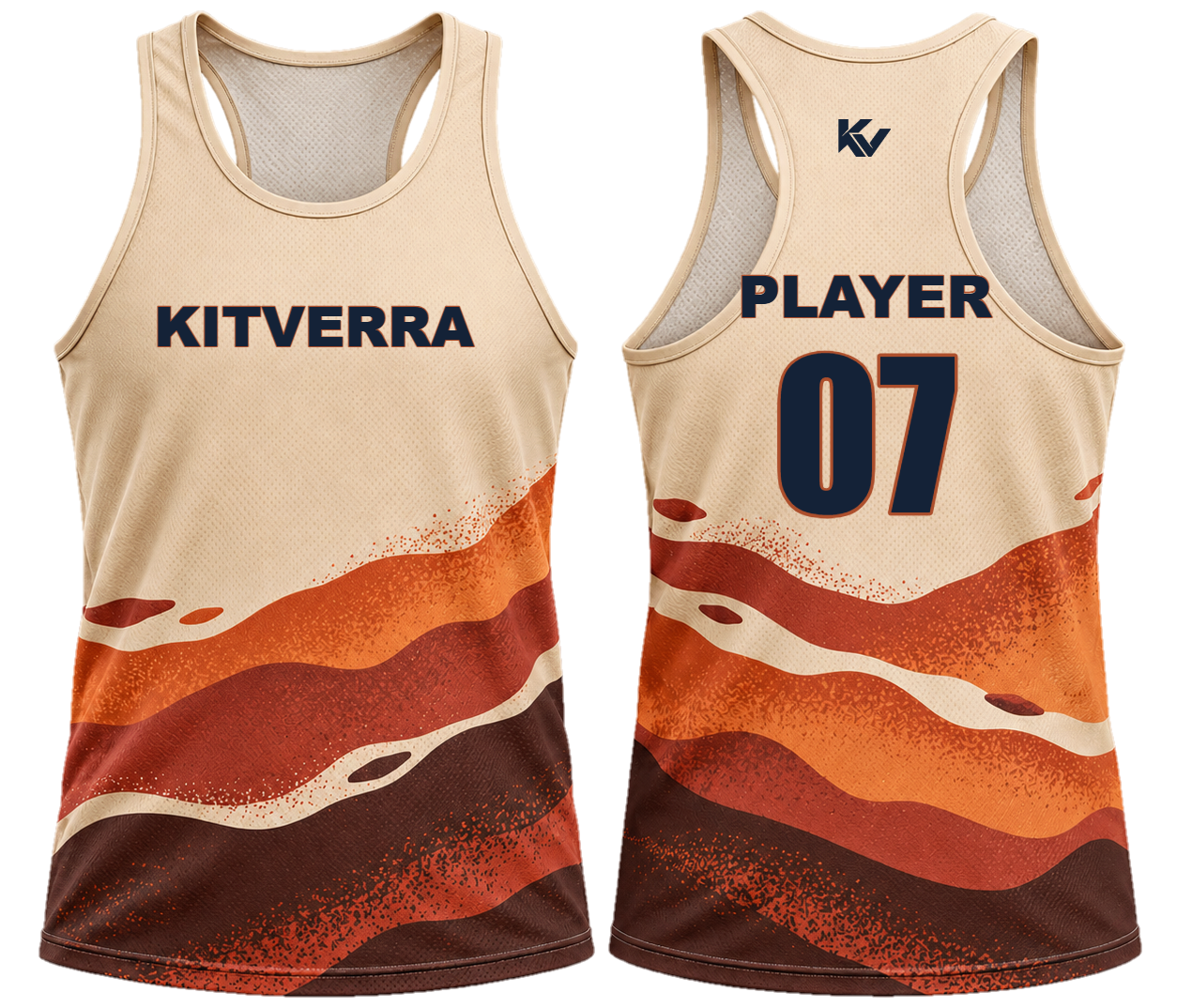 Dune Stride Race singlets, front and back