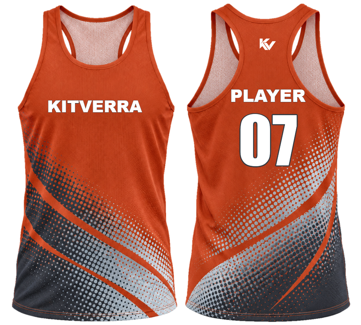 Kinetic Pulse Race singlets, front and back