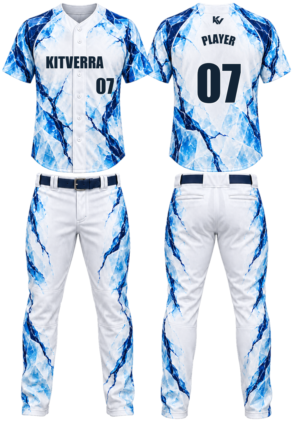 Glacier Veins Raglan button & pants, front and back