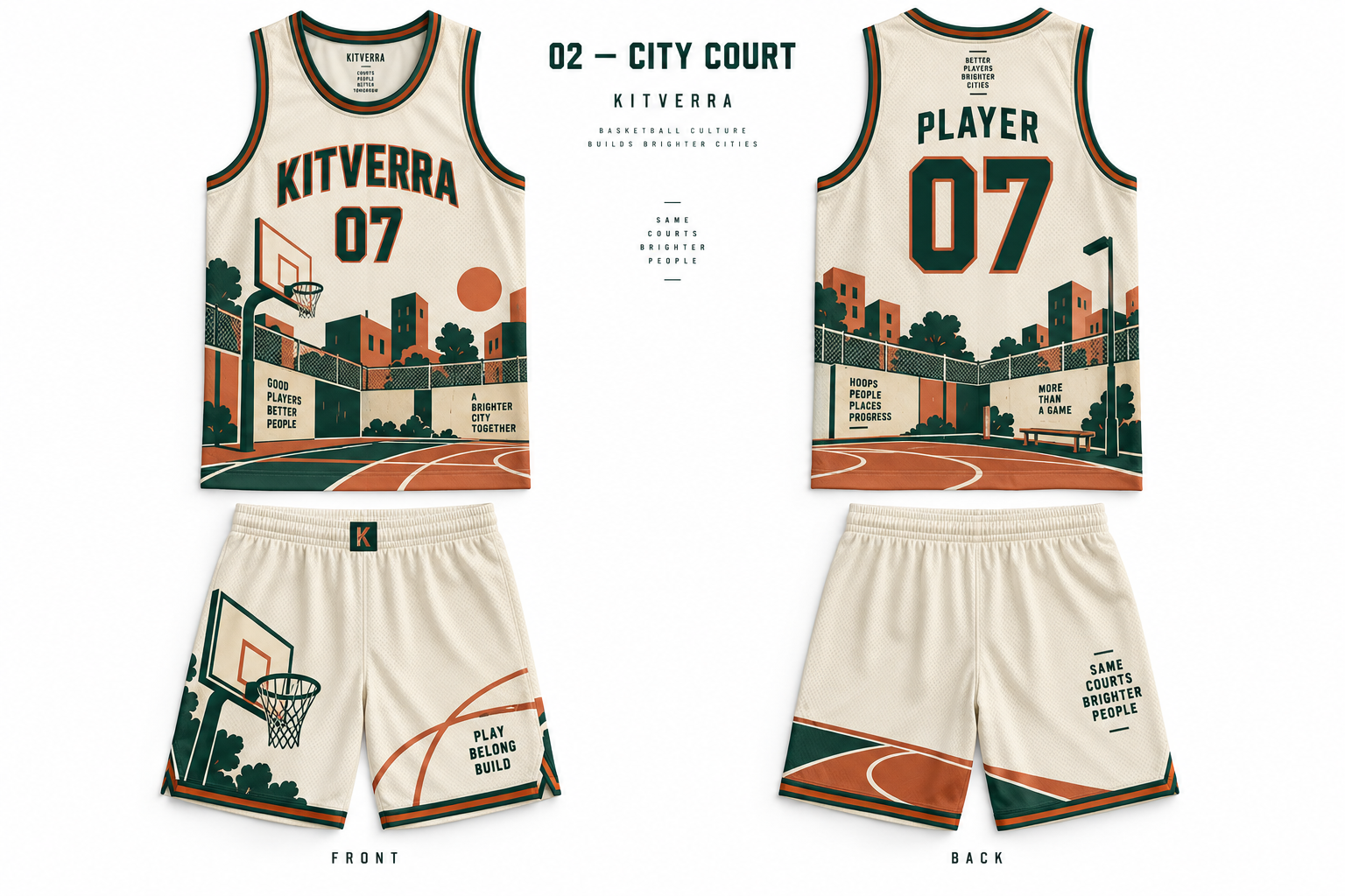 City Court basketball jersey and matching shorts, front and back