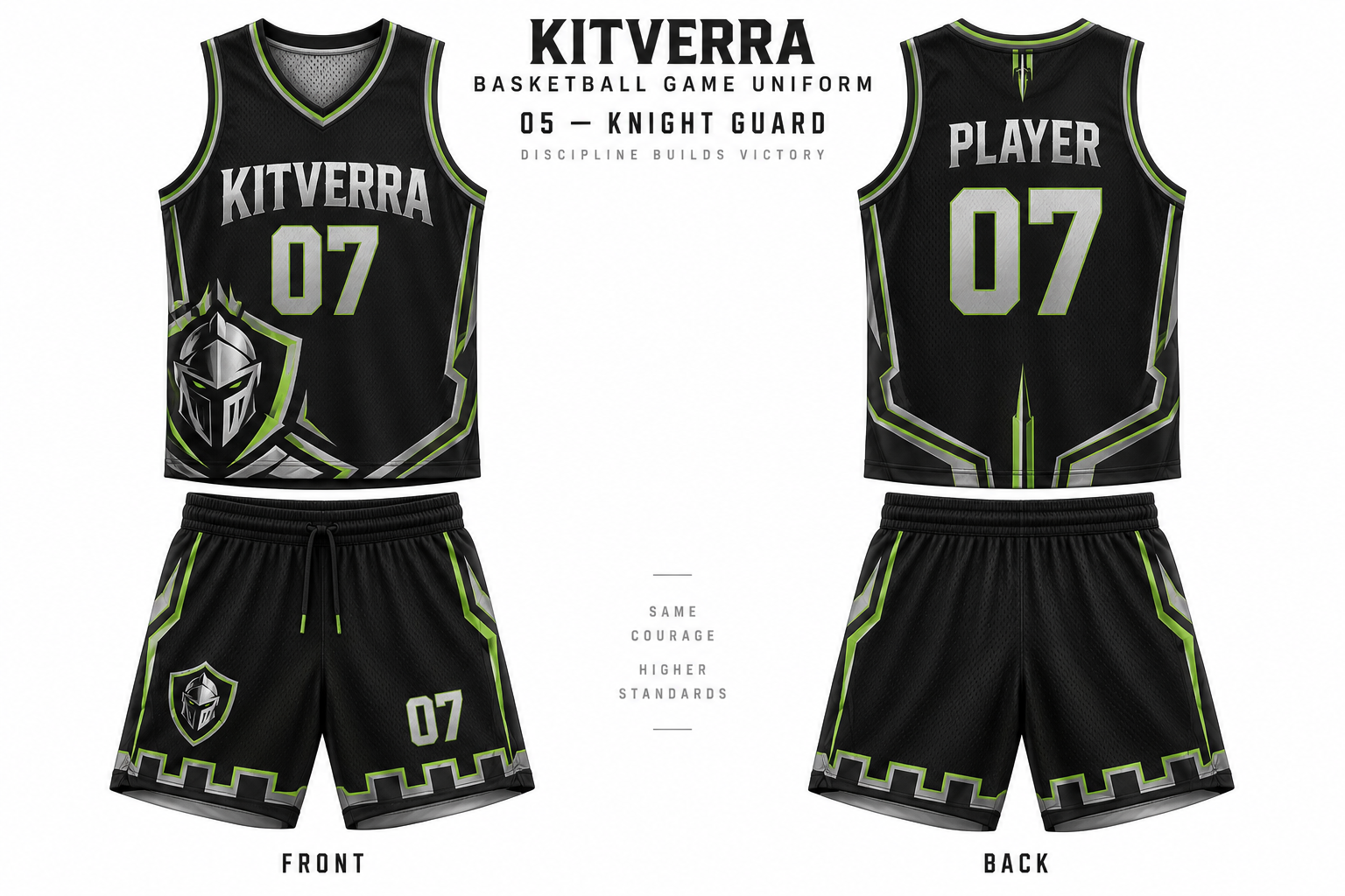 Knight Guard basketball jersey and matching shorts, front and back