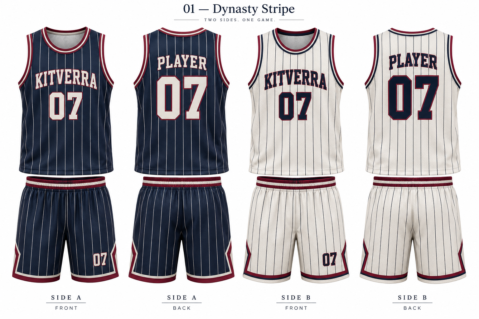 Dynasty Stripe basketball jersey and matching shorts, front and back