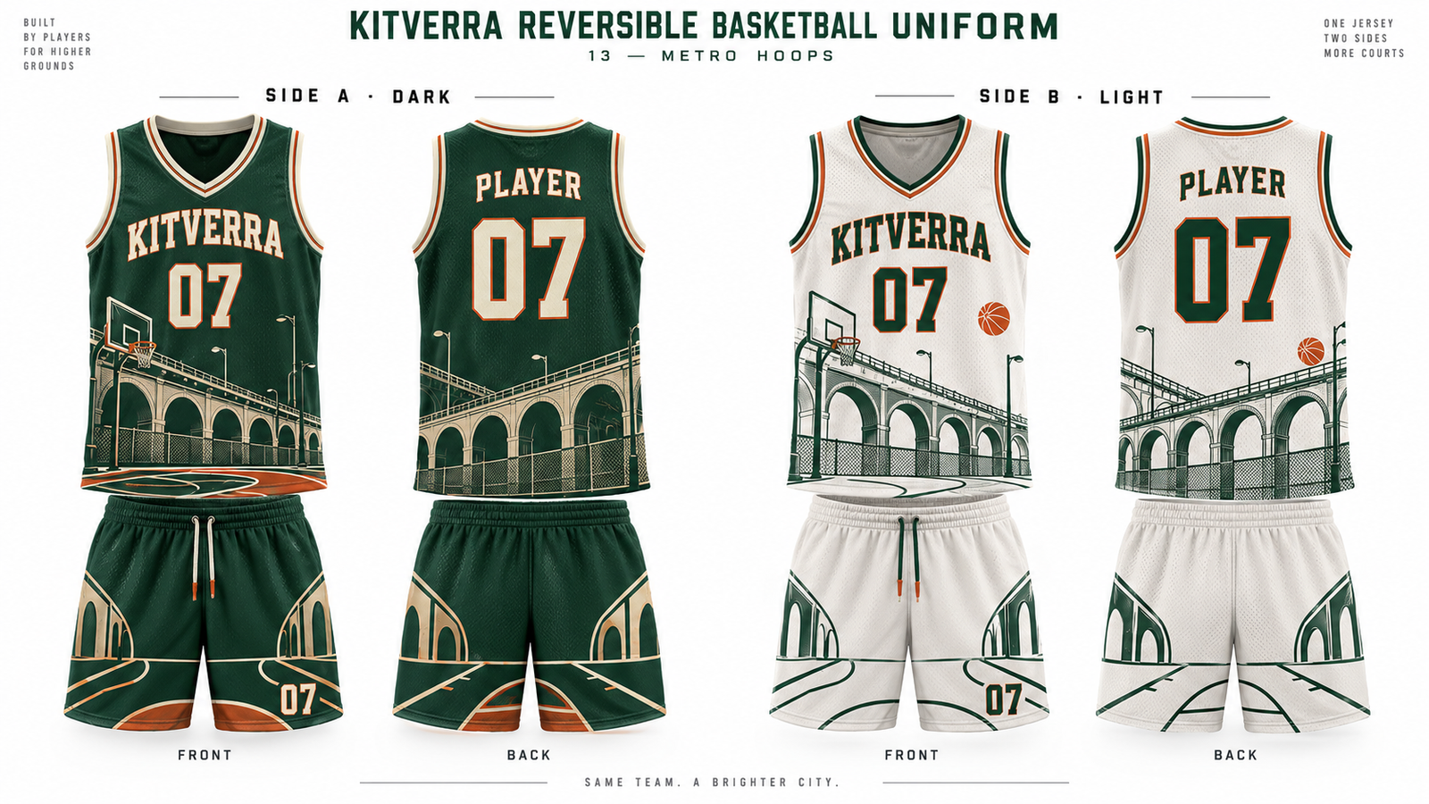 Metro Hoops basketball jersey and matching shorts, front and back