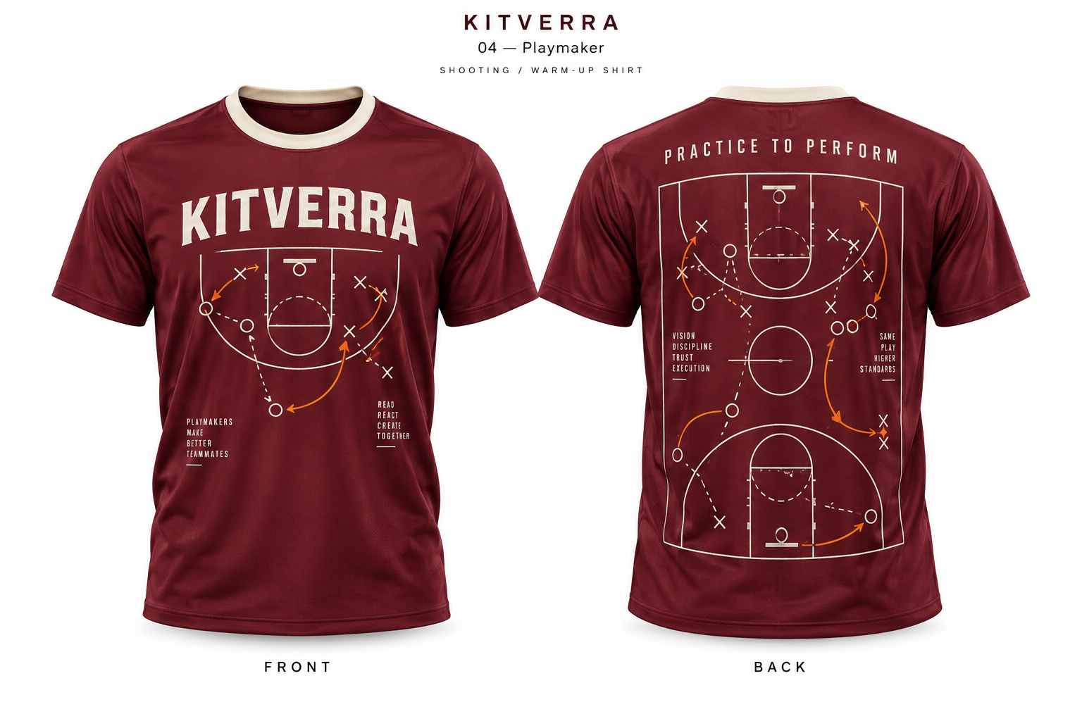 Playmaker basketball shooting shirt, front and back