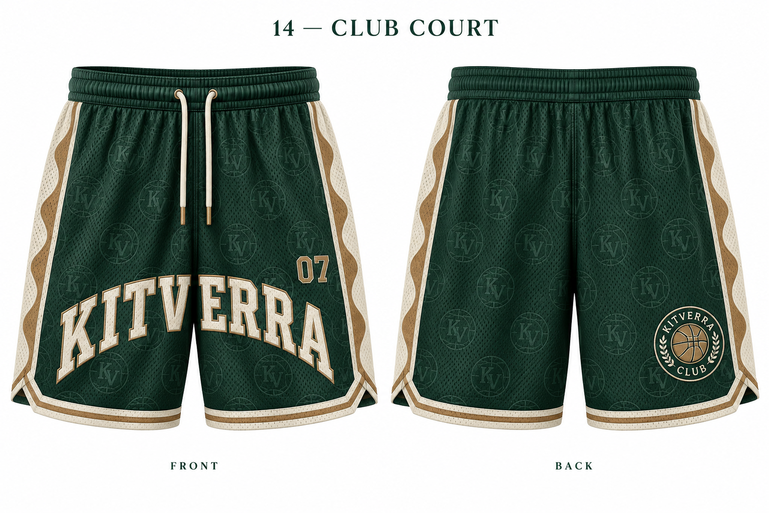 Club Court basketball shorts, front and back