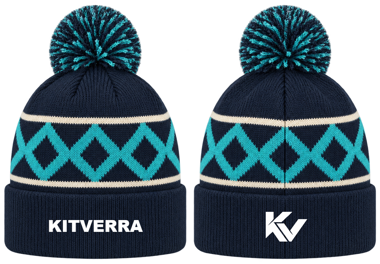 Boundary Pulse — Cuffed pom knit; front and back