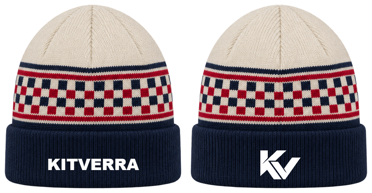 Stickwork Check — Short cuff knit; front and back