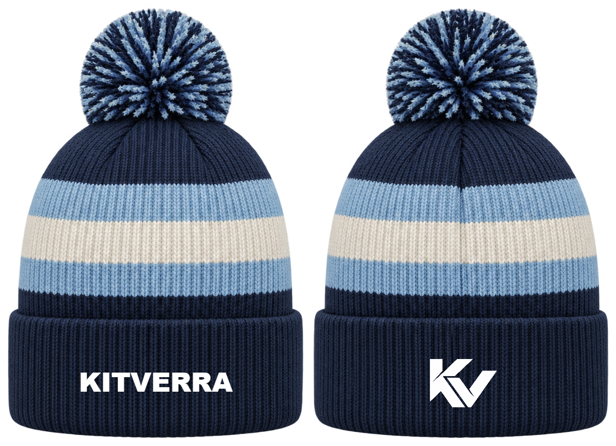 Rink Heritage — Cuffed pom knit; front and back