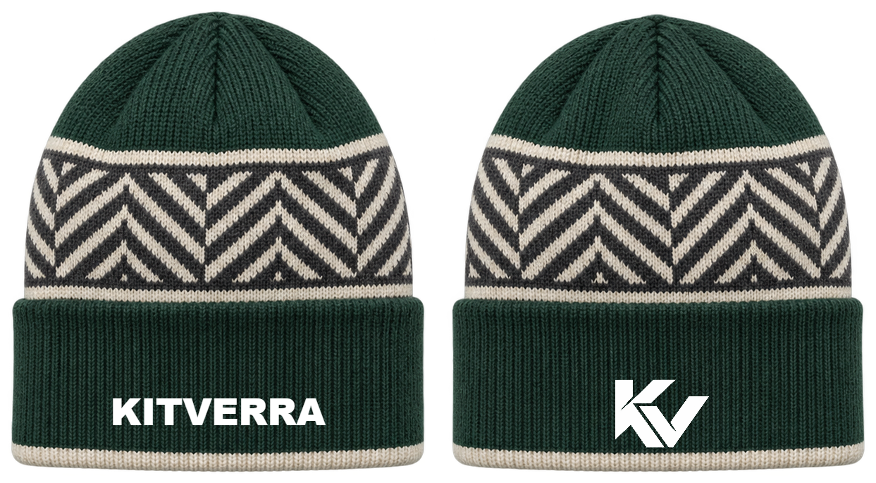Scrum Herringbone — Tall cuff knit; front and back
