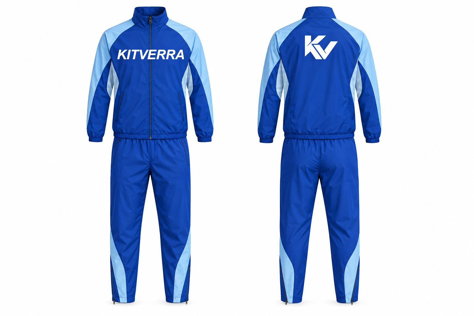 Athletic Raglan complete jacket and trousers set, front and back