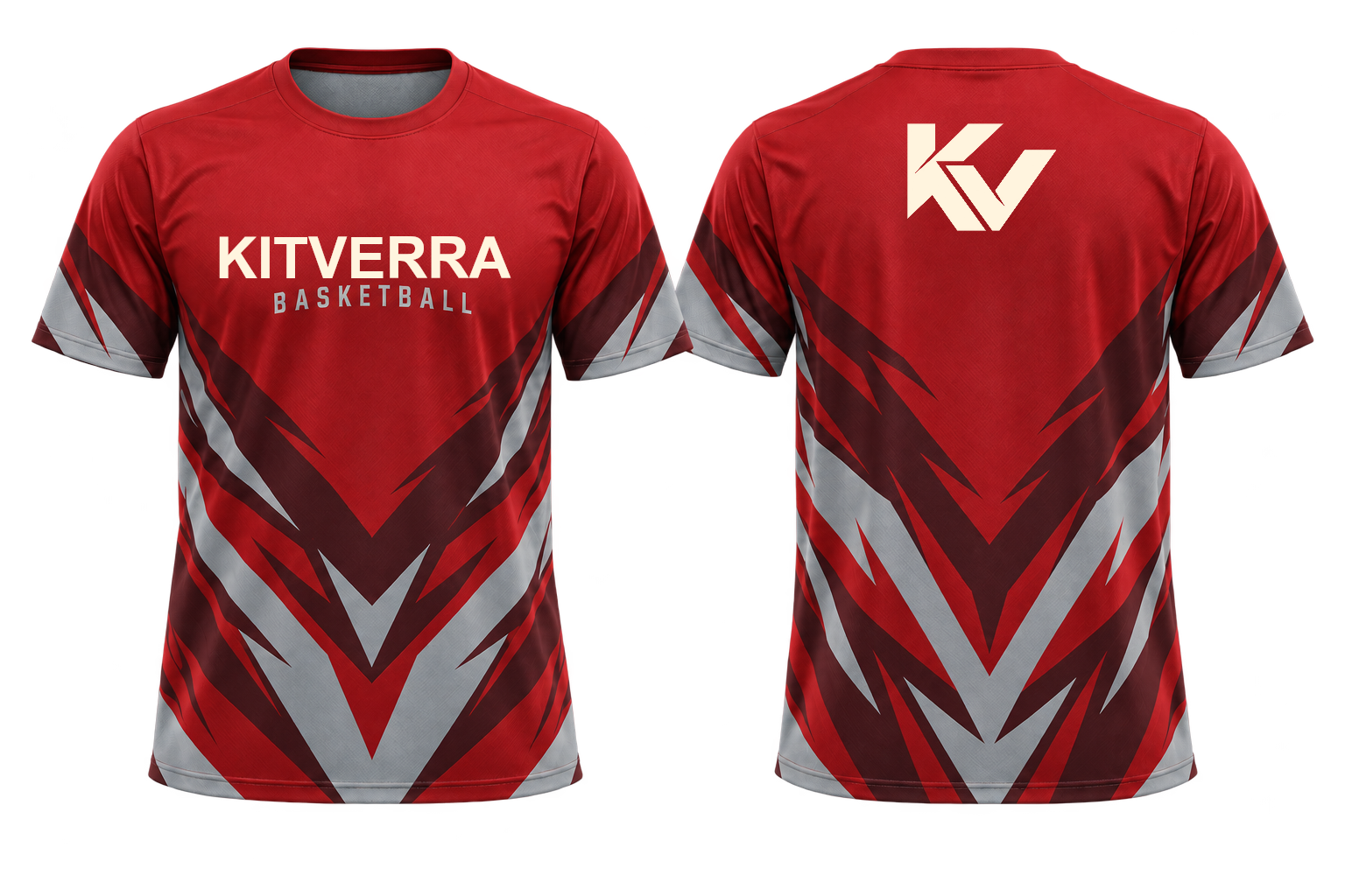 Crimson Vector basketball shooting shirt, front and back