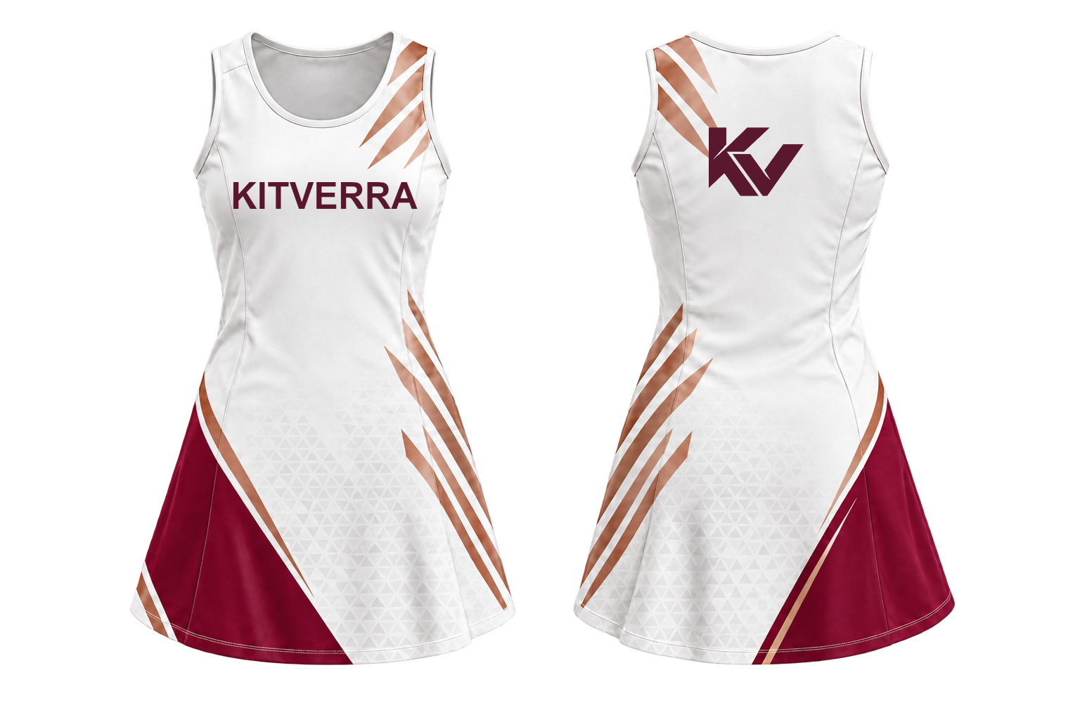 Ivory Angle netball match dress, front and back