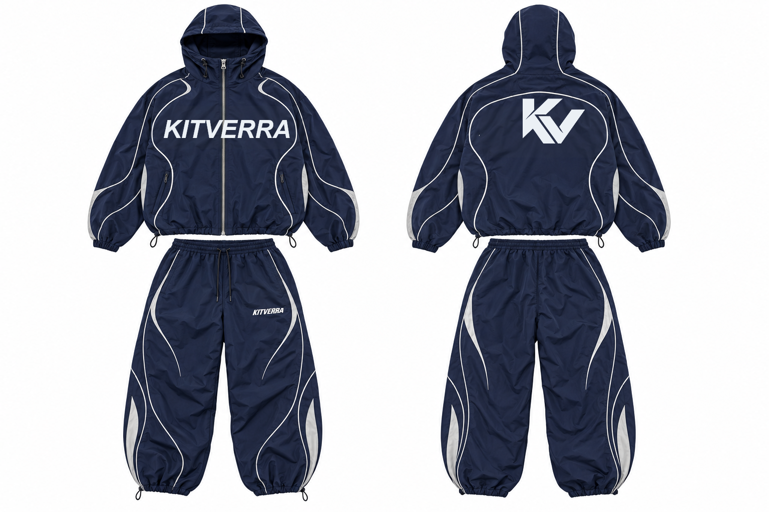 Orbit Piping complete jacket and trousers set, front and back