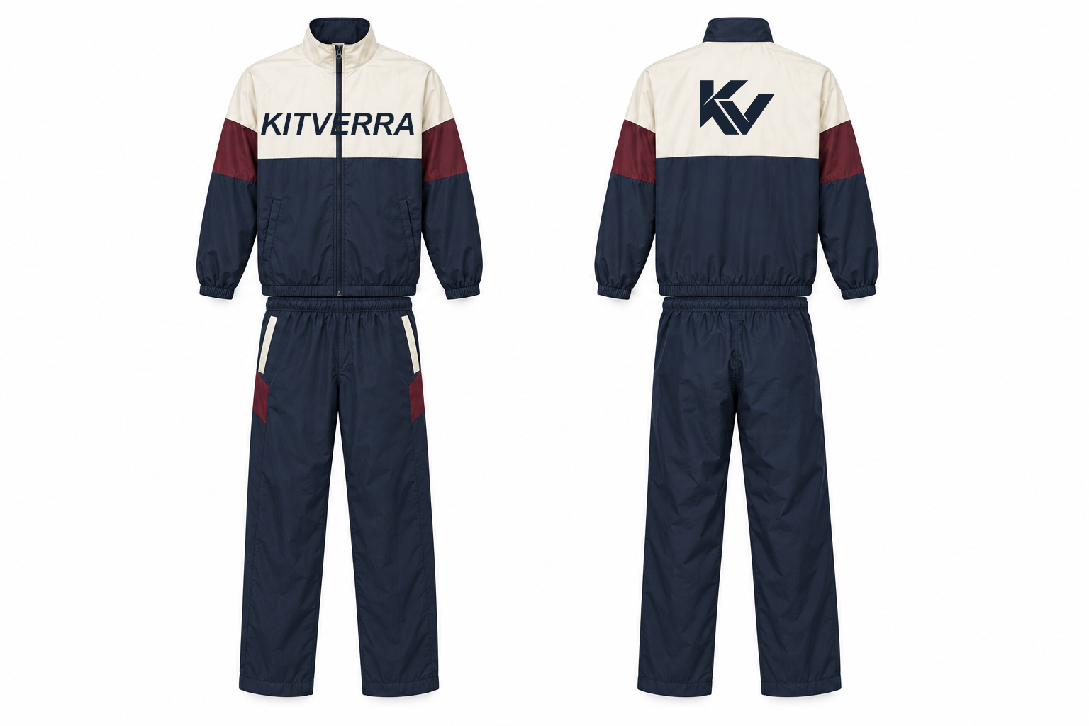 Retro Court complete jacket and trousers set, front and back