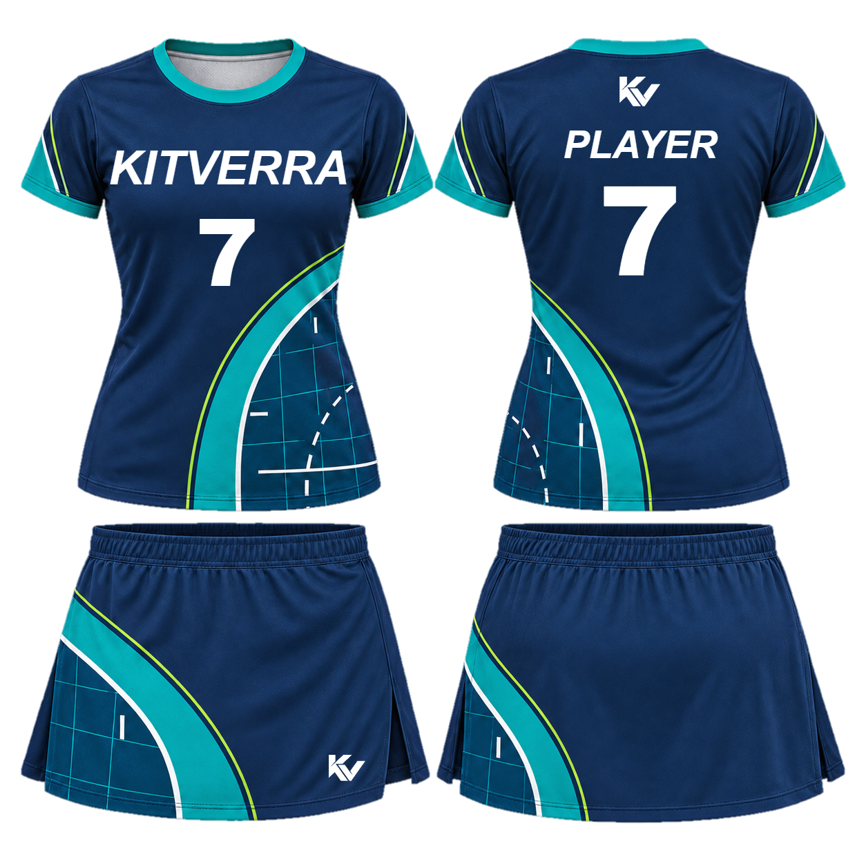 Strike Arc field-hockey shirt and wrap skort, front and back