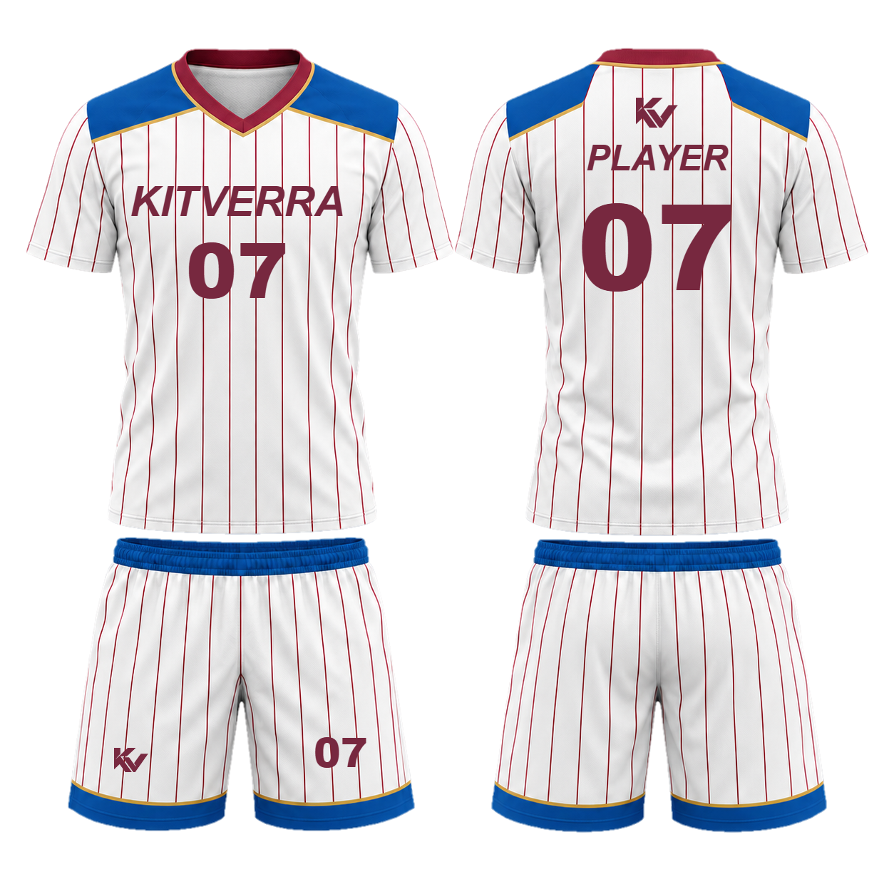 White Striker field-hockey shirt and loose shorts, front and back