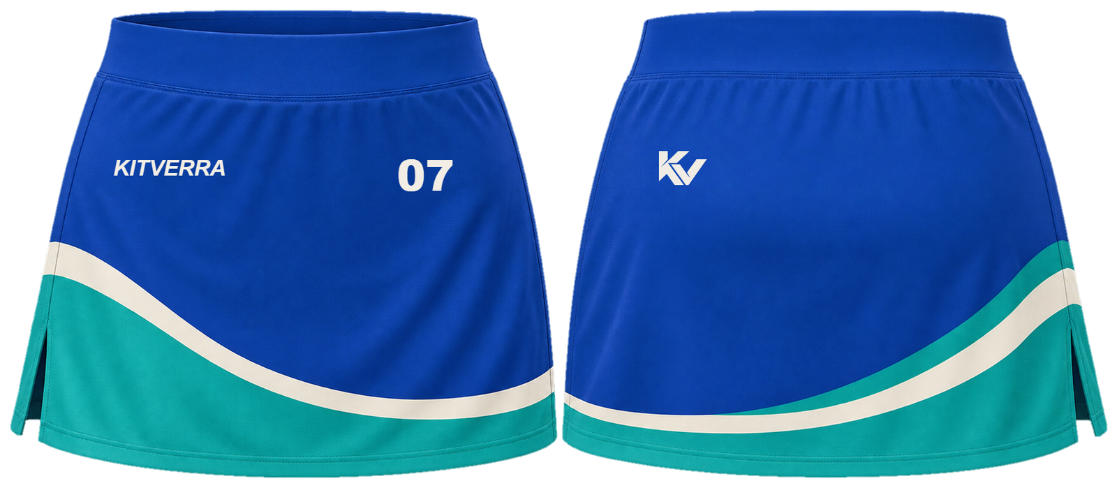 Royal Current field hockey match skort, front and back