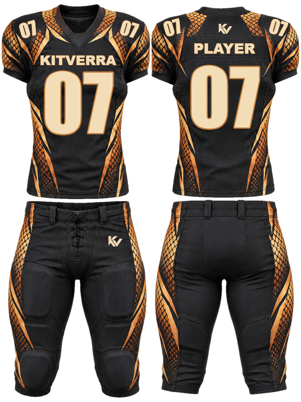 Desert Viper Padded game uniforms, front and back