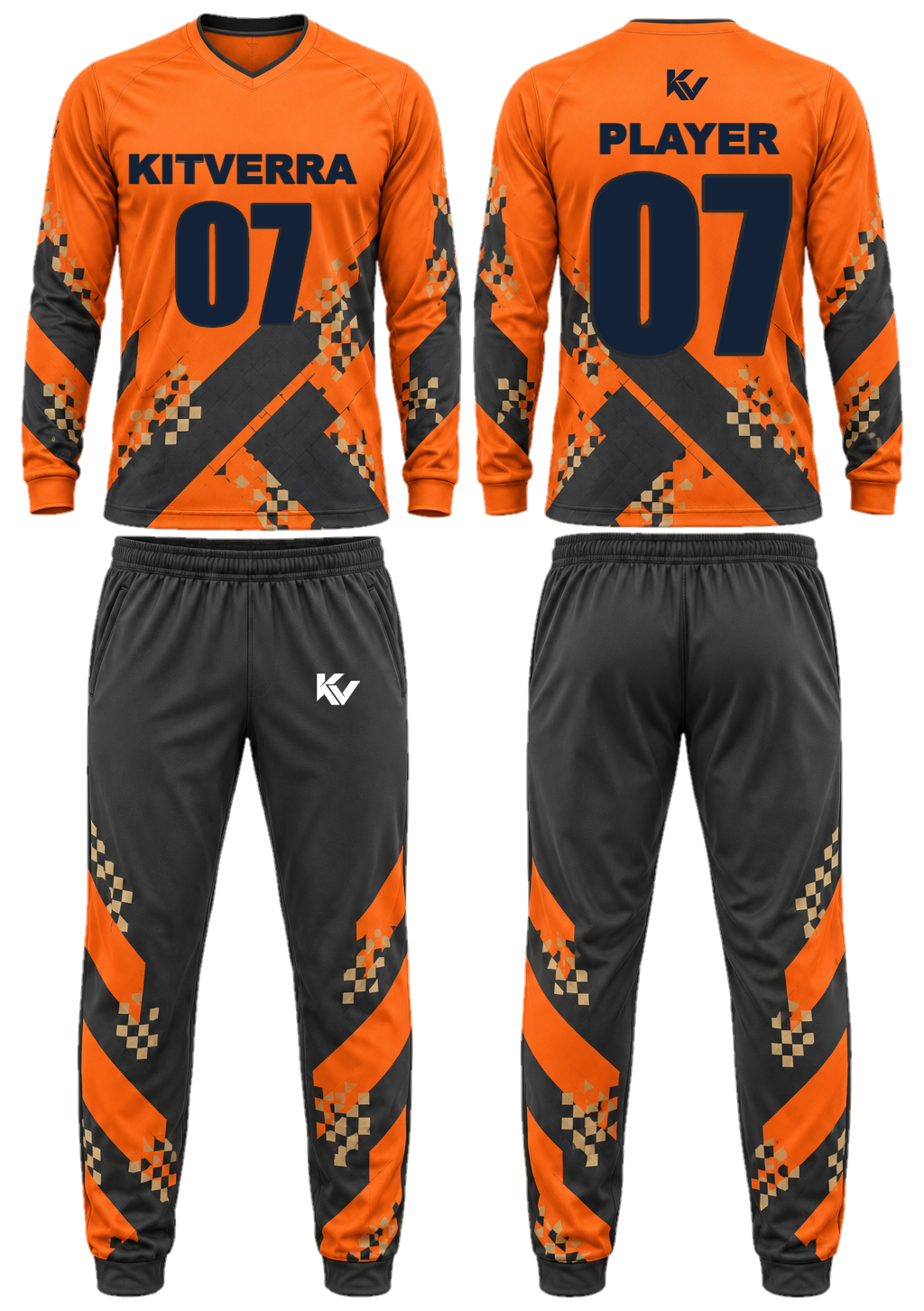 Ember Block Goalkeeper shirt & trousers, front and back