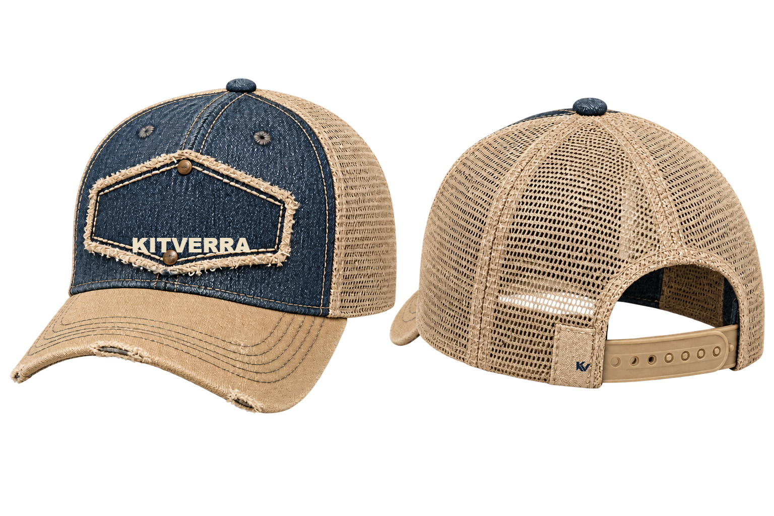 Denim Heritage — Distressed embroidery; front and back