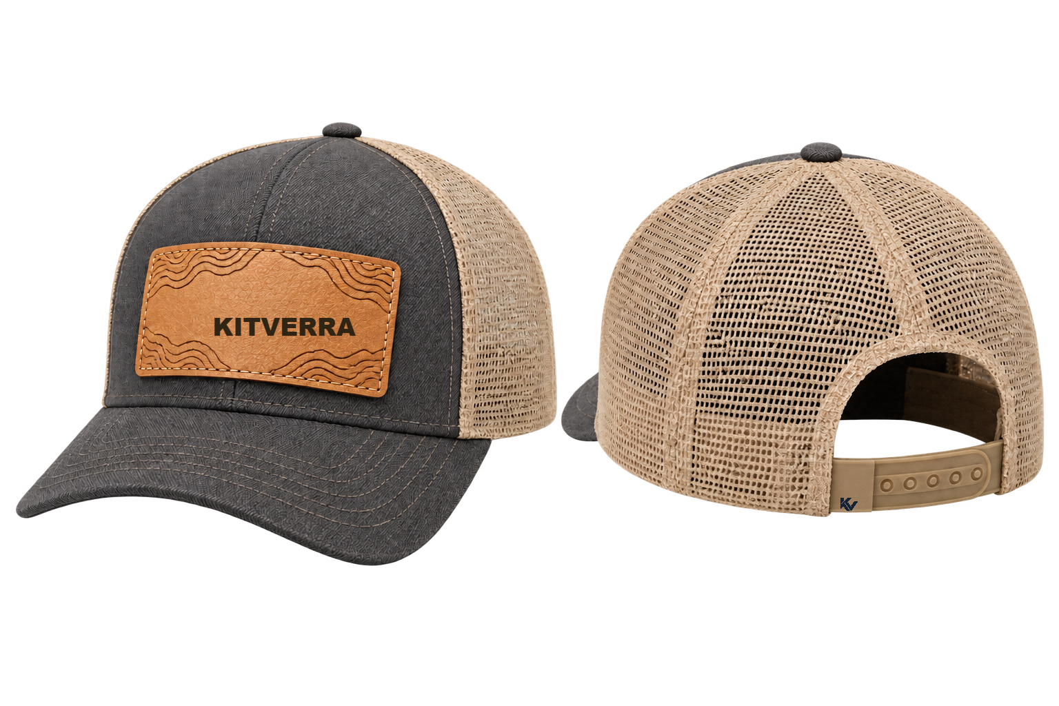Contour Leather — Laser-etched leather patch; front and back