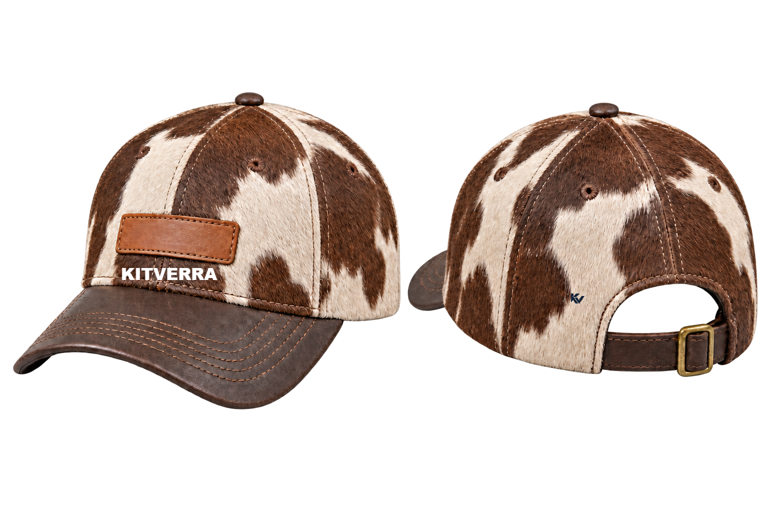 Ranch Signature — Hair-on cowhide cap; front and back