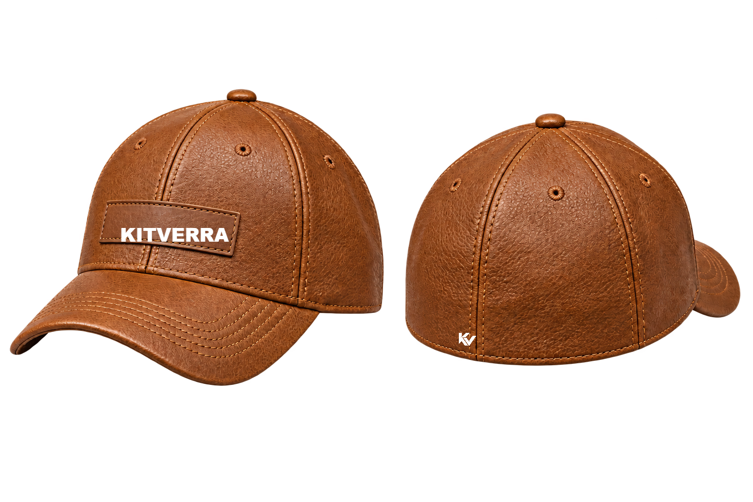 Cognac Atelier — Full-goatskin grain cap; front and back