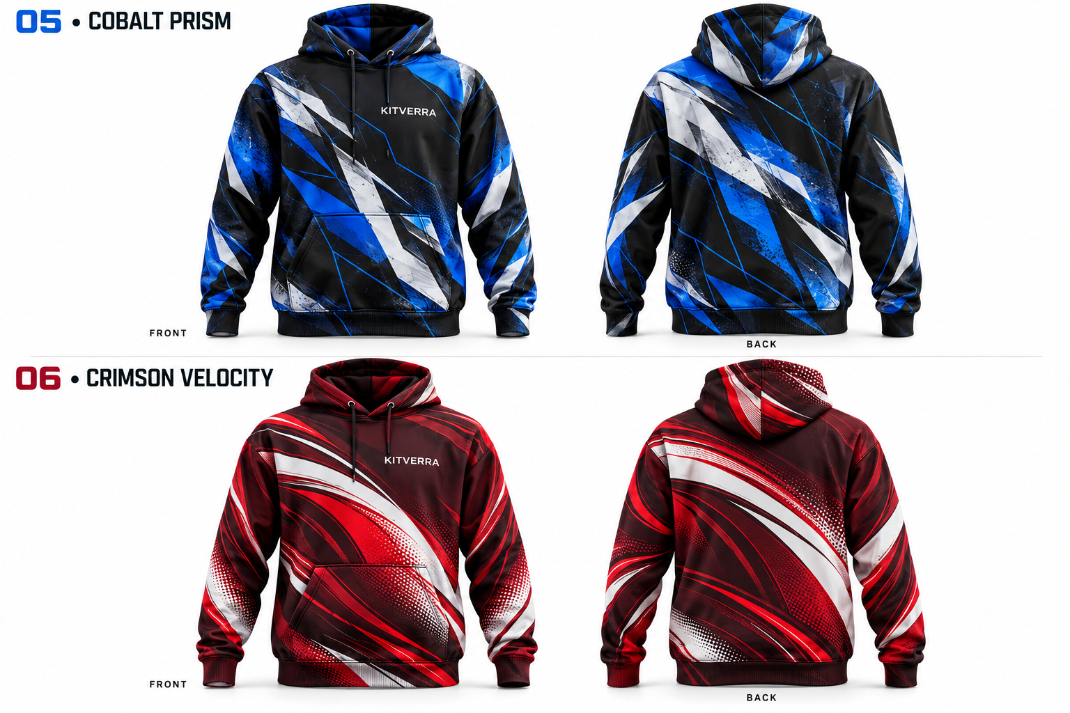 Cobalt Prism hoodie front and back