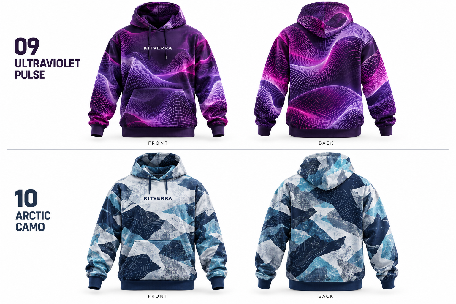 Ultraviolet Pulse hoodie front and back