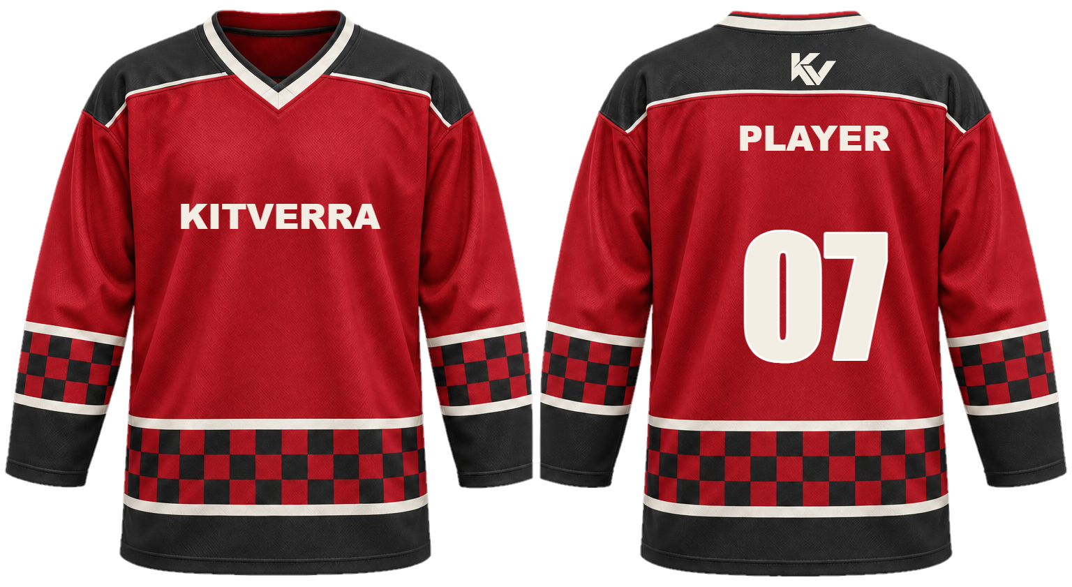 Scarlet Checkline game jerseys, front and back