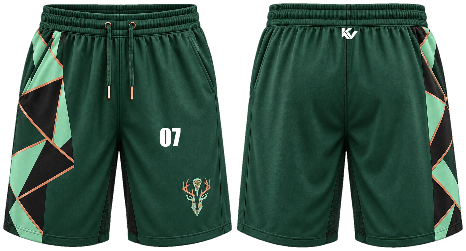 Mosaic Short Interlock shorts, front and back