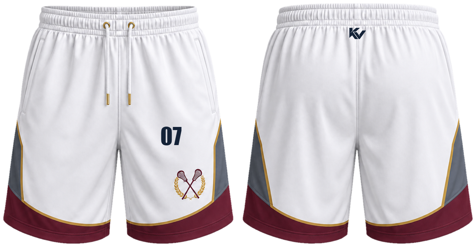 White Scrim Short Interlock shorts, front and back