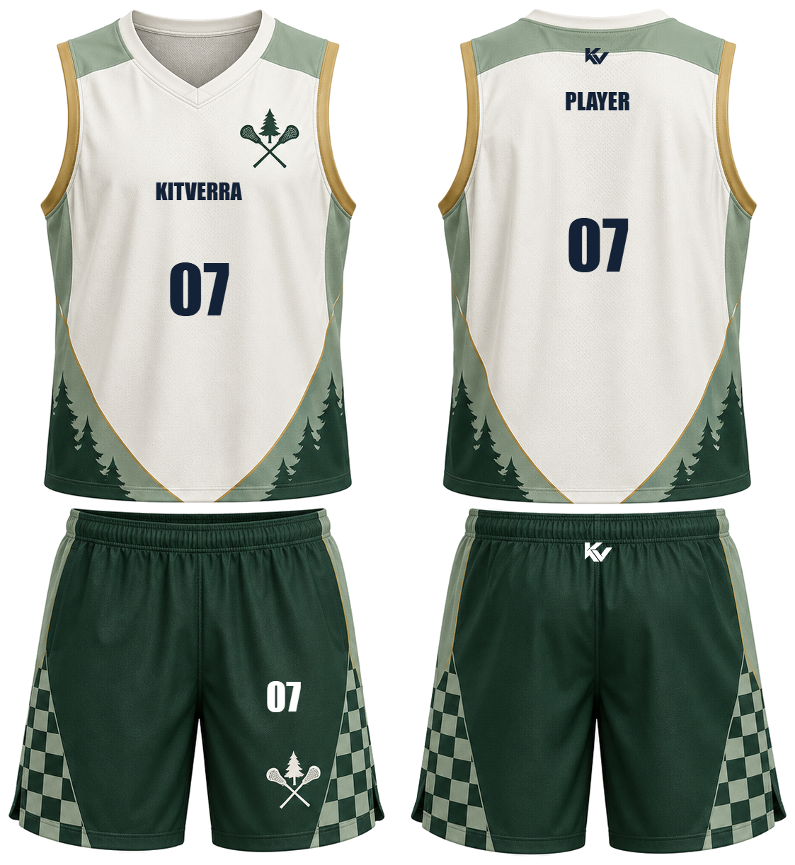 Pine Division Men's sleeveless field sets, front and back