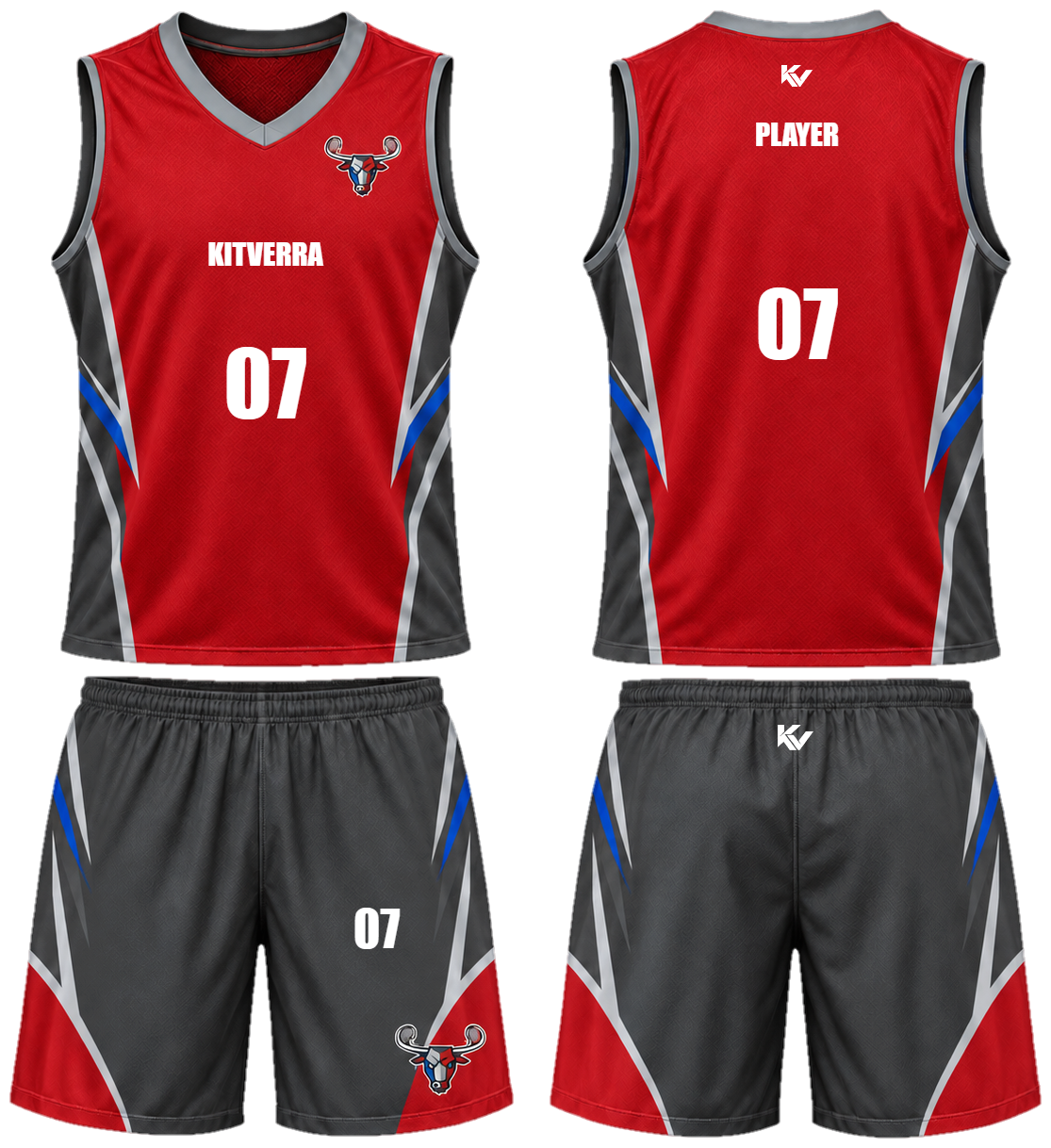 Red Steel Men's sleeveless field sets, front and back