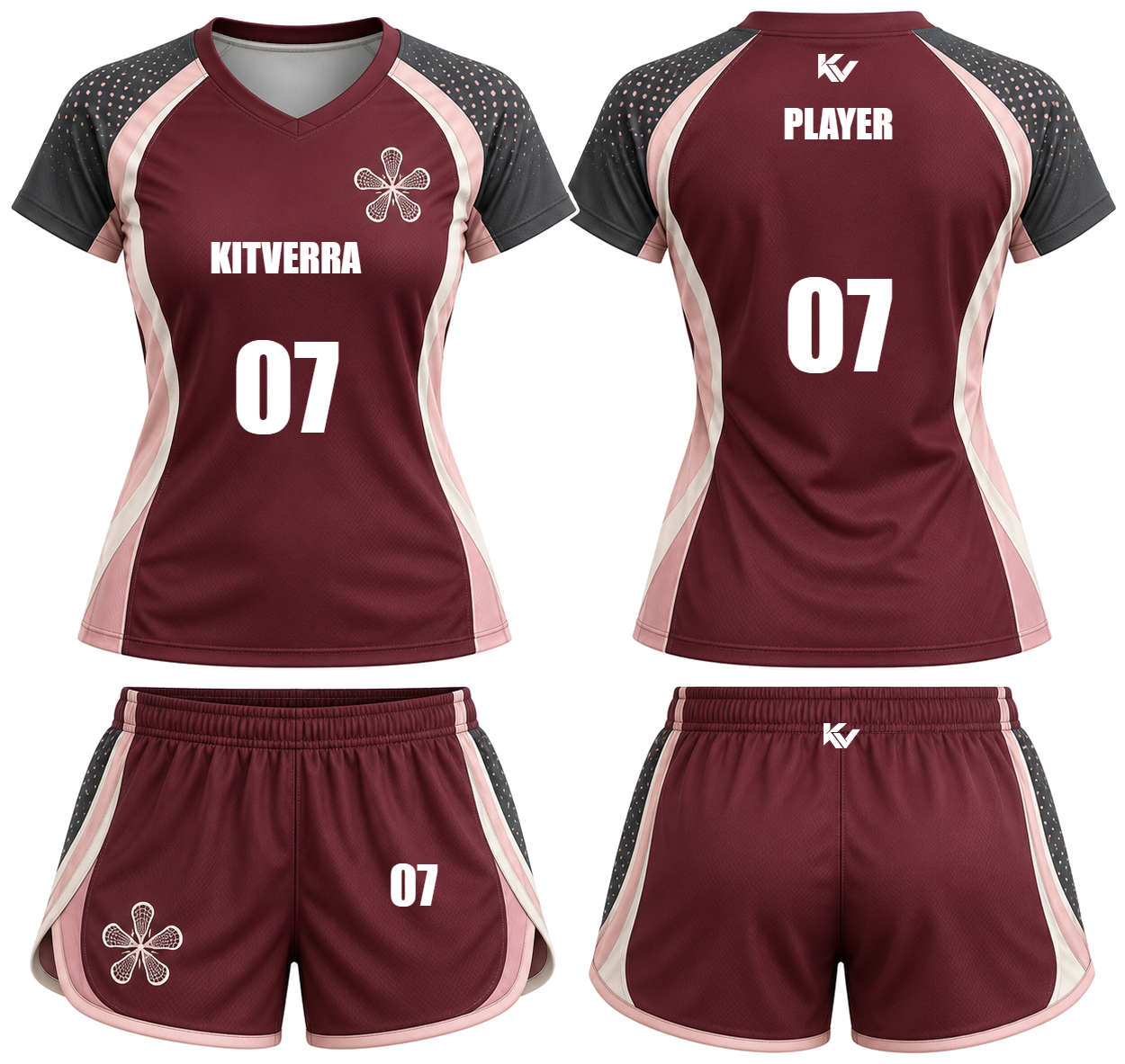 Crimson Bloom Women's field sets, front and back