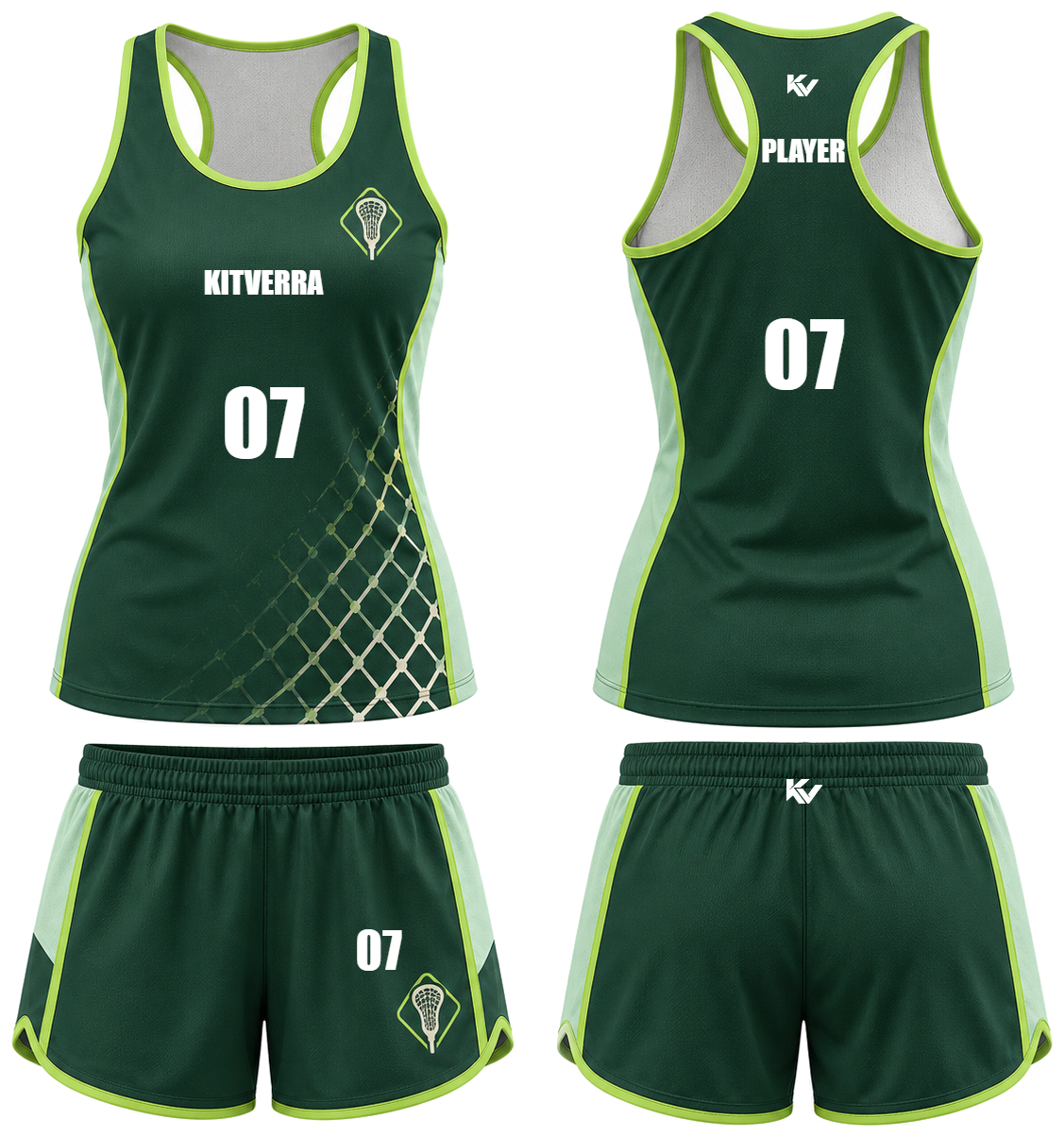 Emerald Netline Women's sleeveless sets, front and back