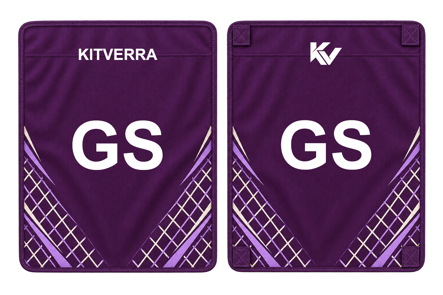 Violet Net detachable netball position panels, front and back