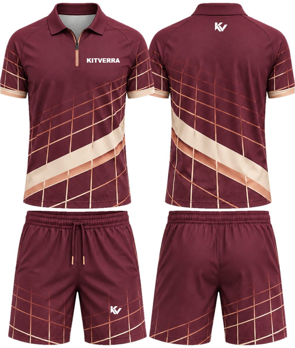 Club Grid Polo & court shorts, front and back