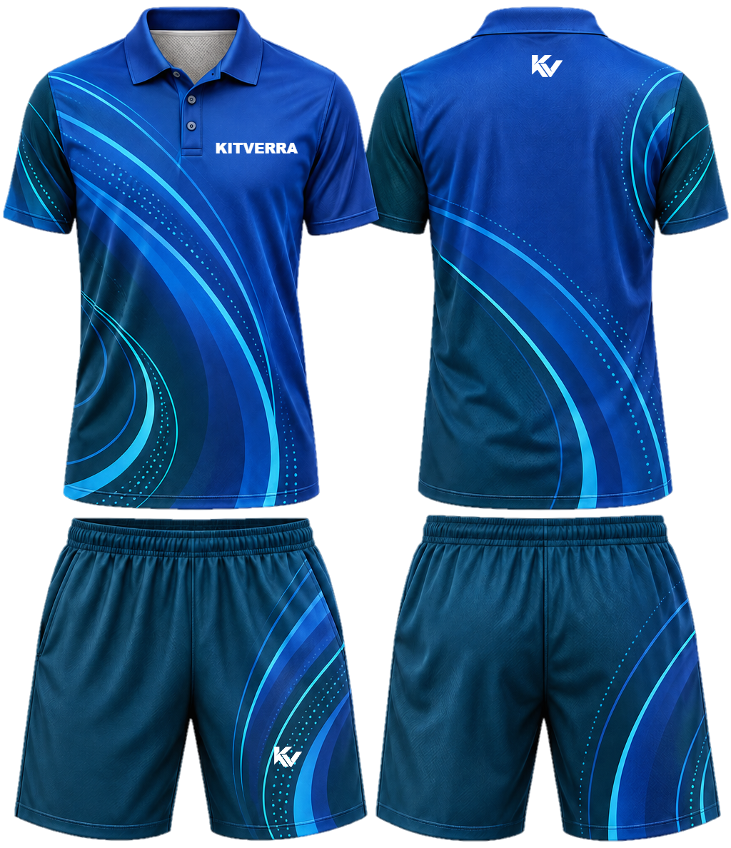 Spin Circuit Polo & court shorts, front and back