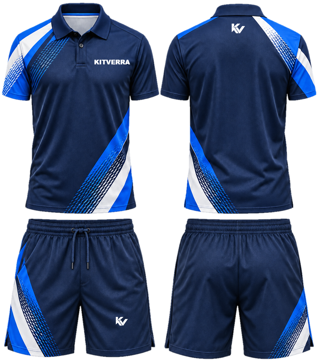 Vector Serve Polo & court shorts, front and back