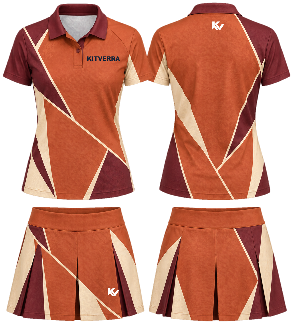 Clay Mosaic Polo & skort, front and back