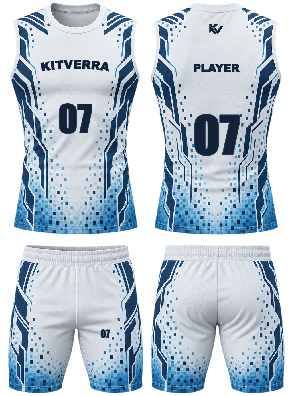 Arctic Circuit 7v7 sleeveless sets, front and back