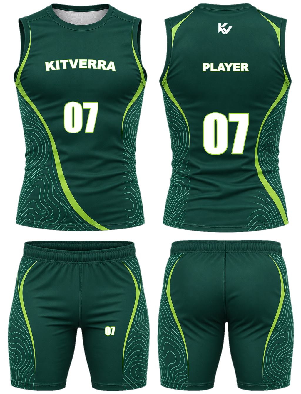 Contour Voltage 7v7 sleeveless sets, front and back