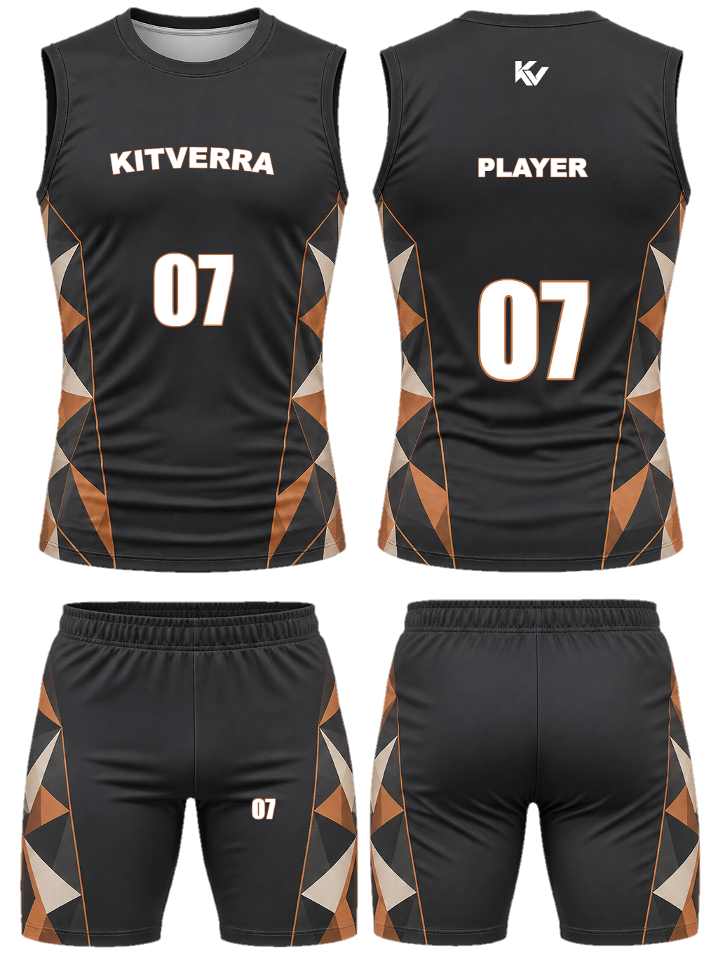 Copper Fracture 7v7 sleeveless sets, front and back