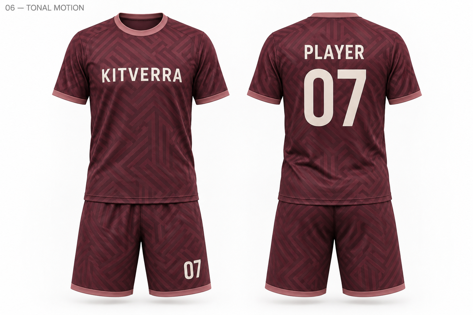 Tonal Motion training shirt and matching shorts, front and back